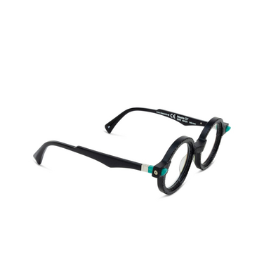 Kuboraum Q7 Eyeglasses BMS black matt + black shine - three-quarters view