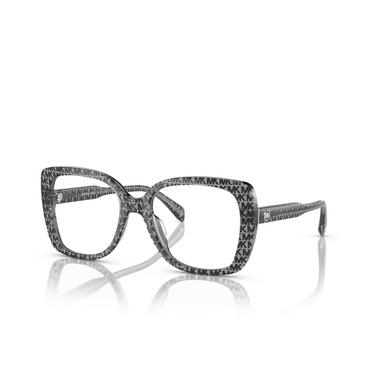 Michael Kors PERTH Eyeglasses 3958 black mk logo glitter - three-quarters view