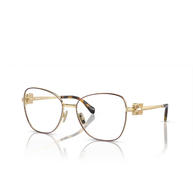 Miu Miu MU 50XV Eyeglasses 09X1O1 bordeaux / pale gold - three-quarters view