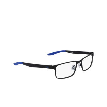 Nike 8131 Eyeglasses 008 satin black / racer blue - three-quarters view