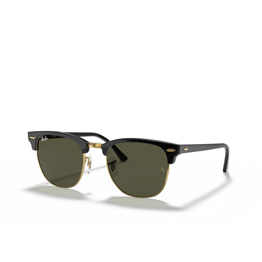 Ray-Ban CLUBMASTER Sunglasses W0365 black on gold - three-quarters view