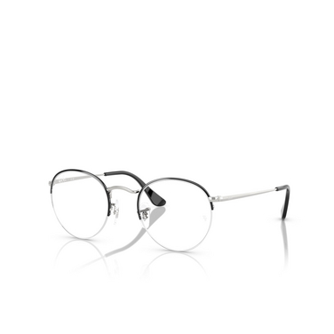 Gafas graduadas Ray-Ban ROUND GAZE 3183 black on silver - Vista tres cuartos