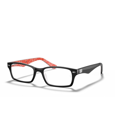 Ray-Ban RX5206 Eyeglasses 2479 black on red - three-quarters view
