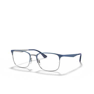 Ray-Ban RX6421 Eyeglasses 3041 blue on gunmetal - three-quarters view