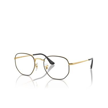 Ray-Ban RX6448 Eyeglasses 3175 black on gold - three-quarters view
