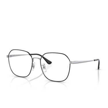 Ray-Ban RX6490D Eyeglasses 2983 black on silver - three-quarters view