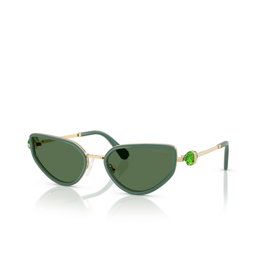 Swarovski SK7027 Sunglasses 403371 gold / dark green - three-quarters view