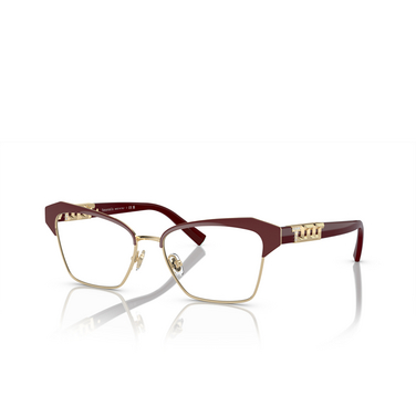 Tiffany TF1156B Eyeglasses 6185 burgundy on pale gold - three-quarters view