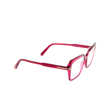 Lunettes de vue Tom Ford FT5947-B 075 shiny dark fuxia - Vue trois quarts