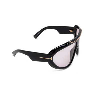 Tom Ford LINDEN Sunglasses 01Y shiny black - three-quarters view