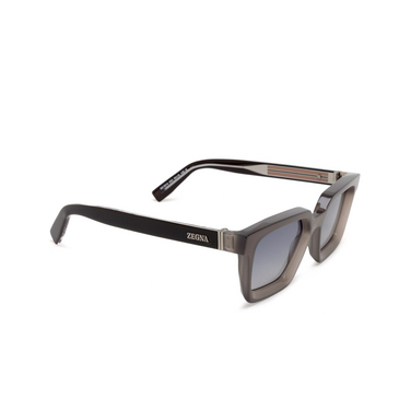 Lunettes de soleil Zegna EZ0214 20C shiny dark brown / light brown / monocolor - Vue trois quarts