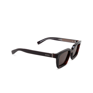 Zegna EZ0214 Sunglasses 56E red havana / violet / monocolor - three-quarters view