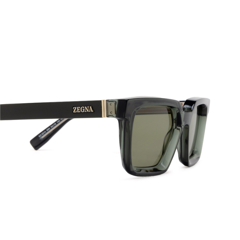 Lunettes de soleil Zegna EZ0214 98N shiny dark green / dark green / monocolor - 3/3