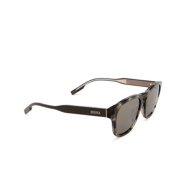 Zegna EZ0221 Sunglasses 20J grey / striped / shiny dark brown - three-quarters view