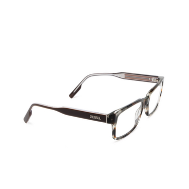 Zegna EZ5254 Eyeglasses 020 shiny dark brown - three-quarters view