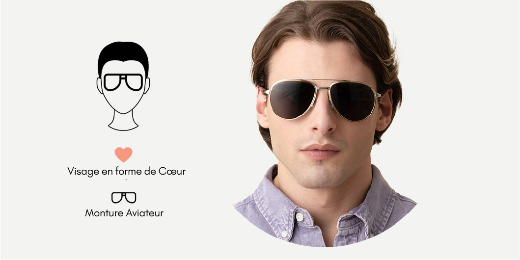 lunettes de soleil aviator pour visage en forme de cœur