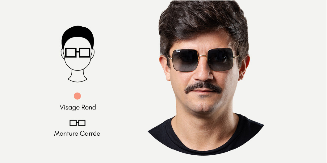 lunettes de soleil carrées pour visage rond