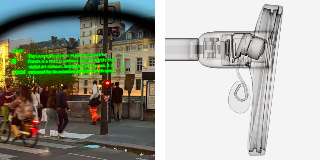Even Realities lunettes vue à travers les verres et design interne