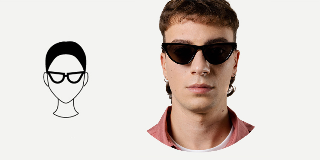 gafas de sol ojo de gato para rostro en forma de diamante