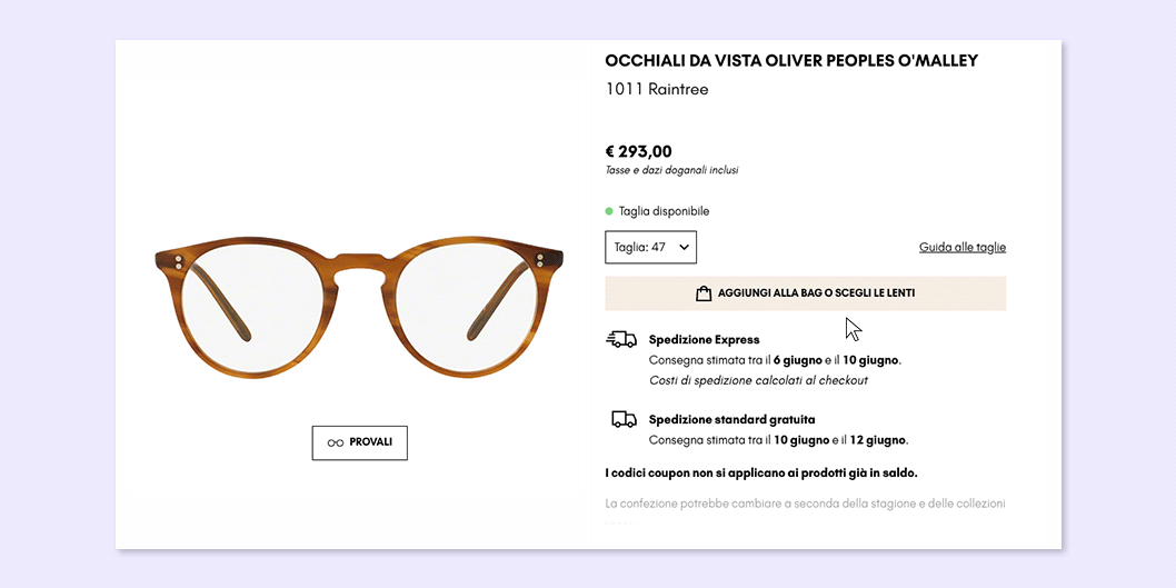Scegli la montatura per i tuoi occhiali da vista online