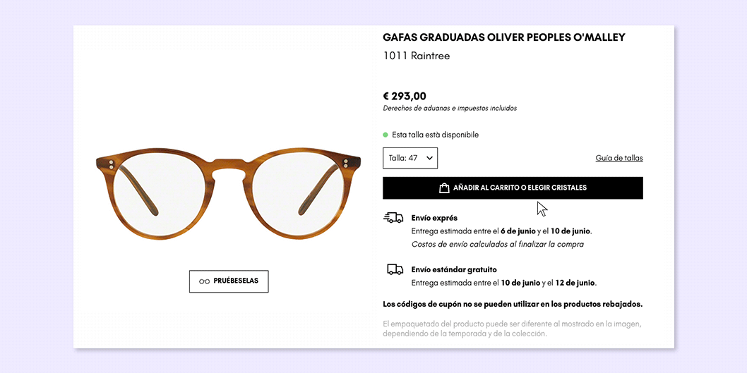 Elija el tipo de montura para sus gafas graduadas en línea