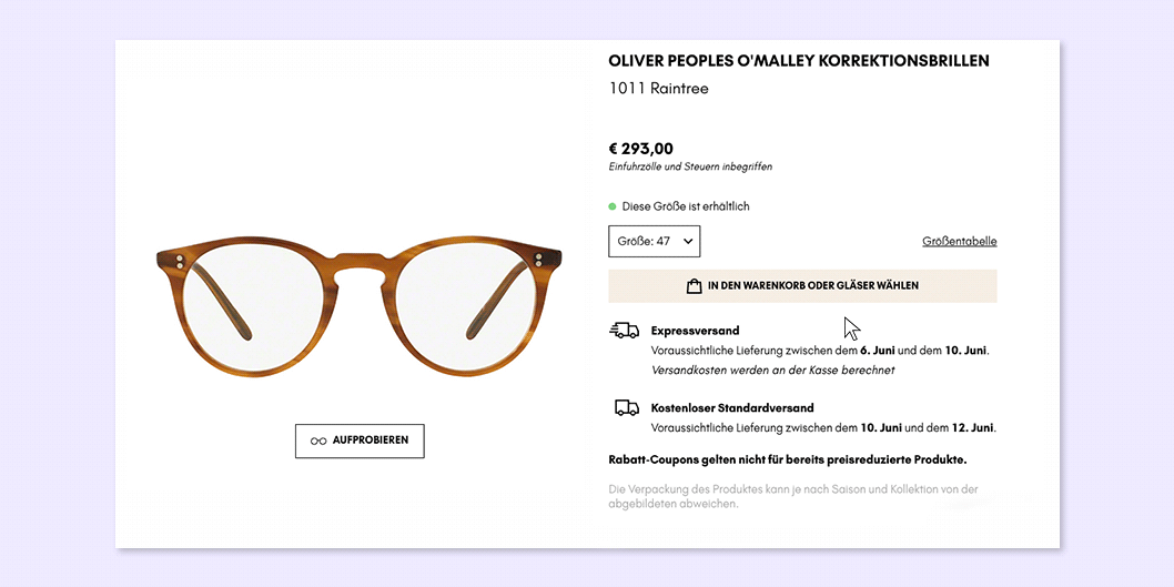 Wählen Sie die Art des Gestells Ihrer Online-Korrektionsbrille