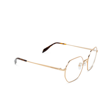 Lunettes de vue Alexander McQueen AM0338O 007 gold - Vue trois quarts