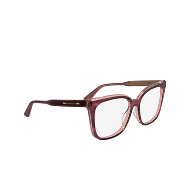 Calvin Klein CK25511 Eyeglasses 605 striped burgundy - three-quarters view