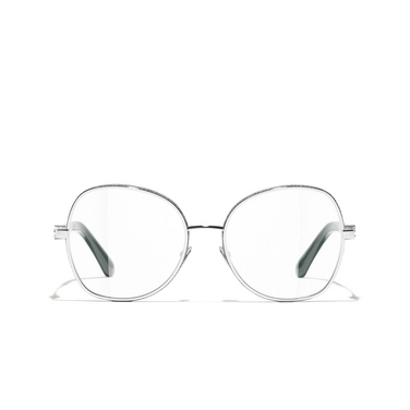 CHANEL oval Eyeglasses C124 silver - front view