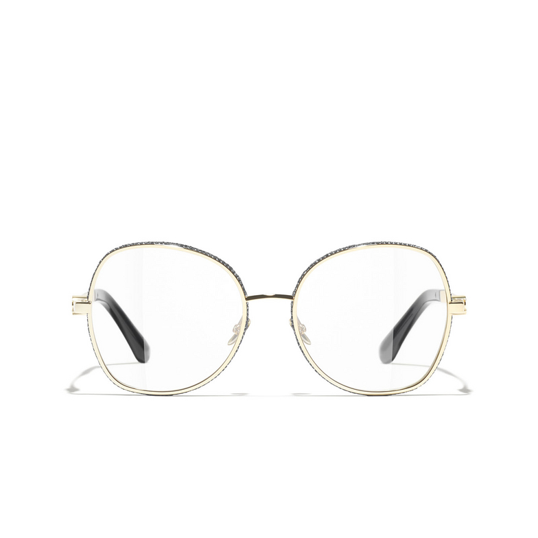 CHANEL oval Eyeglasses C395 pale gold