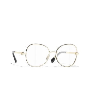 CHANEL oval Eyeglasses C395 pale gold - three-quarters view