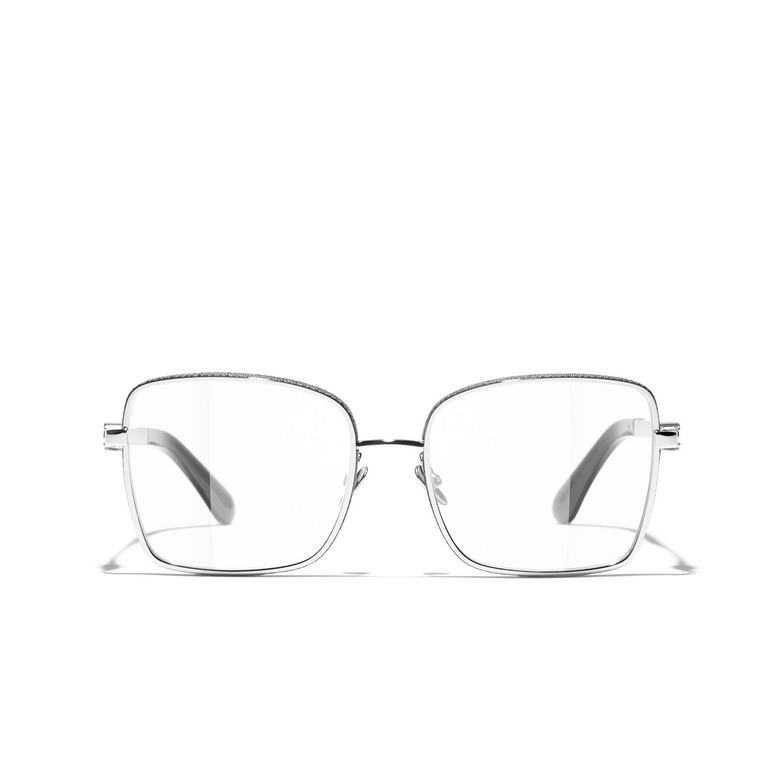 CHANEL rectangle Eyeglasses C124 silver