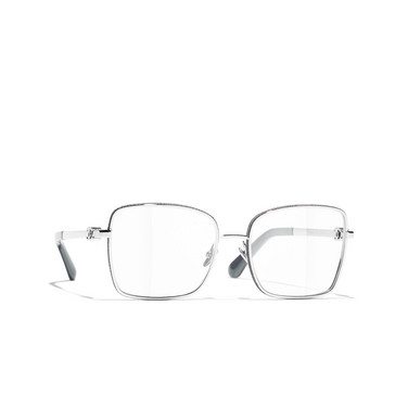 CHANEL rectangle Eyeglasses C124 silver - three-quarters view
