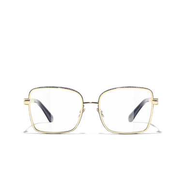 CHANEL rectangle Eyeglasses C125 gold - front view