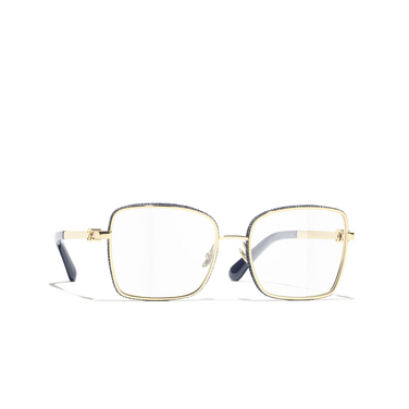 CHANEL rectangle Eyeglasses C125 gold - three-quarters view