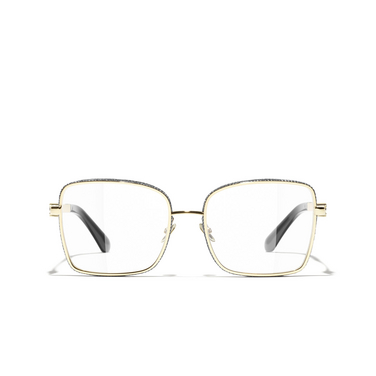 CHANEL rectangle Eyeglasses C395 pale gold - front view