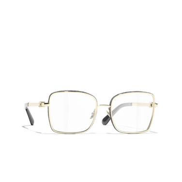 CHANEL rectangle Eyeglasses C395 pale gold - three-quarters view