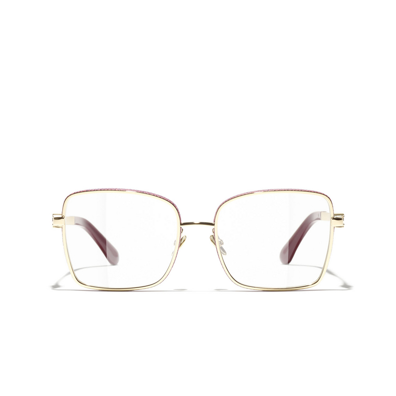 CHANEL rectangle Eyeglasses C418 pale gold