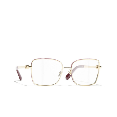 CHANEL rectangle Eyeglasses C418 pale gold - three-quarters view
