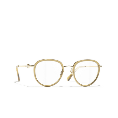 CHANEL pantos Eyeglasses C420 cognac crystal