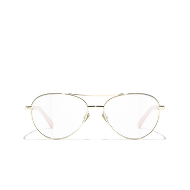 CHANEL pilot Eyeglasses C489 pale gold - front view