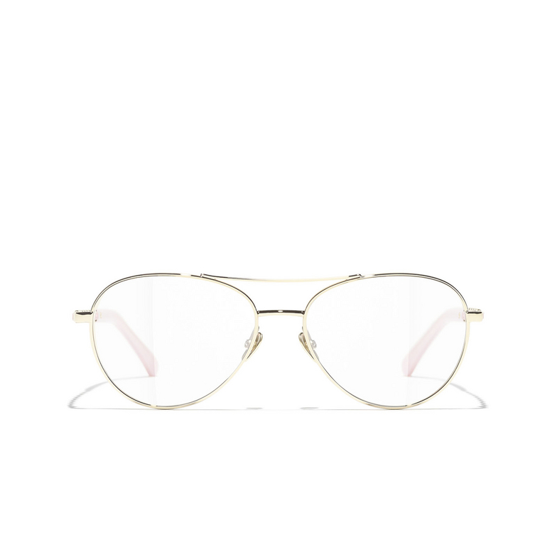 CHANEL pilot Eyeglasses C489 pale gold