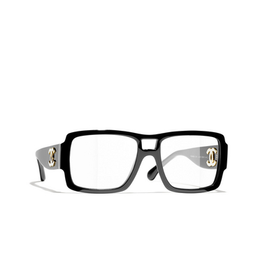 CHANEL square Eyeglasses 1403 black - three-quarters view