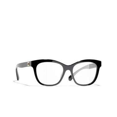 CHANEL square Eyeglasses 1403 black - three-quarters view