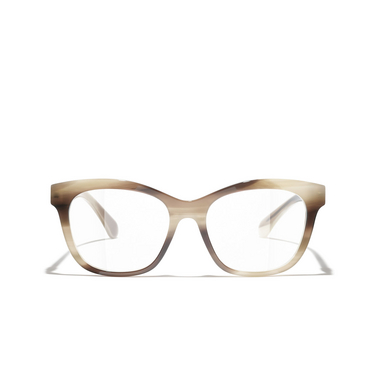 CHANEL square Eyeglasses 1798 striped taupe - front view