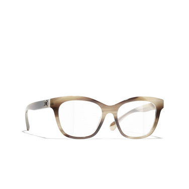 CHANEL square Eyeglasses 1798 striped taupe - three-quarters view