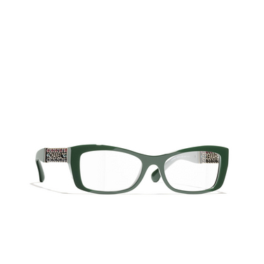 Optiques oeil de chat CHANEL 1702 dark green - Vue trois quarts