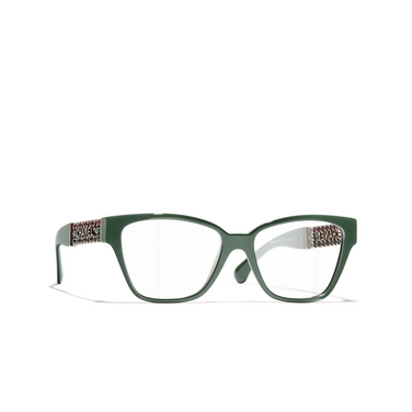 Gafas para graduar ojo de gato CHANEL 1702 dark green - Vista tres cuartos