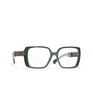 CHANEL square Eyeglasses 1702 dark green - three-quarters view