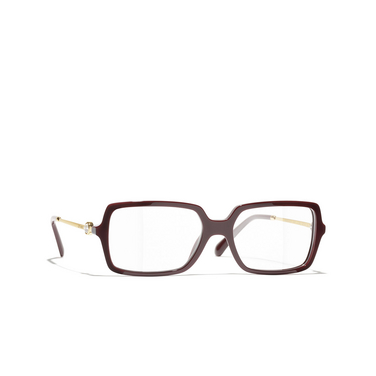 CHANEL rectangle Eyeglasses 1802 red - three-quarters view